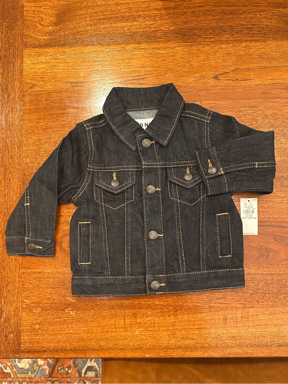 NWT Old Navy Unisex Dark Wash Denim Jacket, 12-18 Months